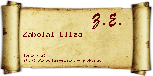Zabolai Eliza névjegykártya